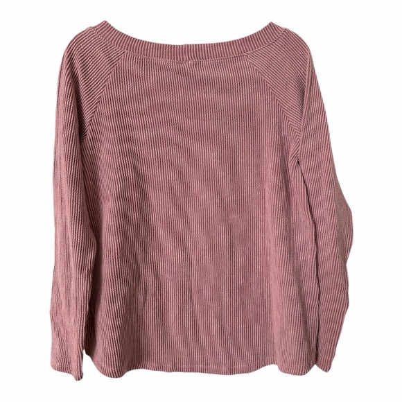 EMERALD LONG SLEEVE Pink Ribbed Top size Medium - Picture 2 of 6
